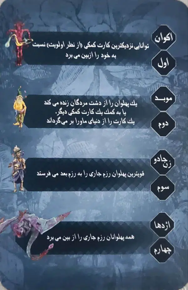 راهنمای کارت های کمکی ایران در بازی کارزار
